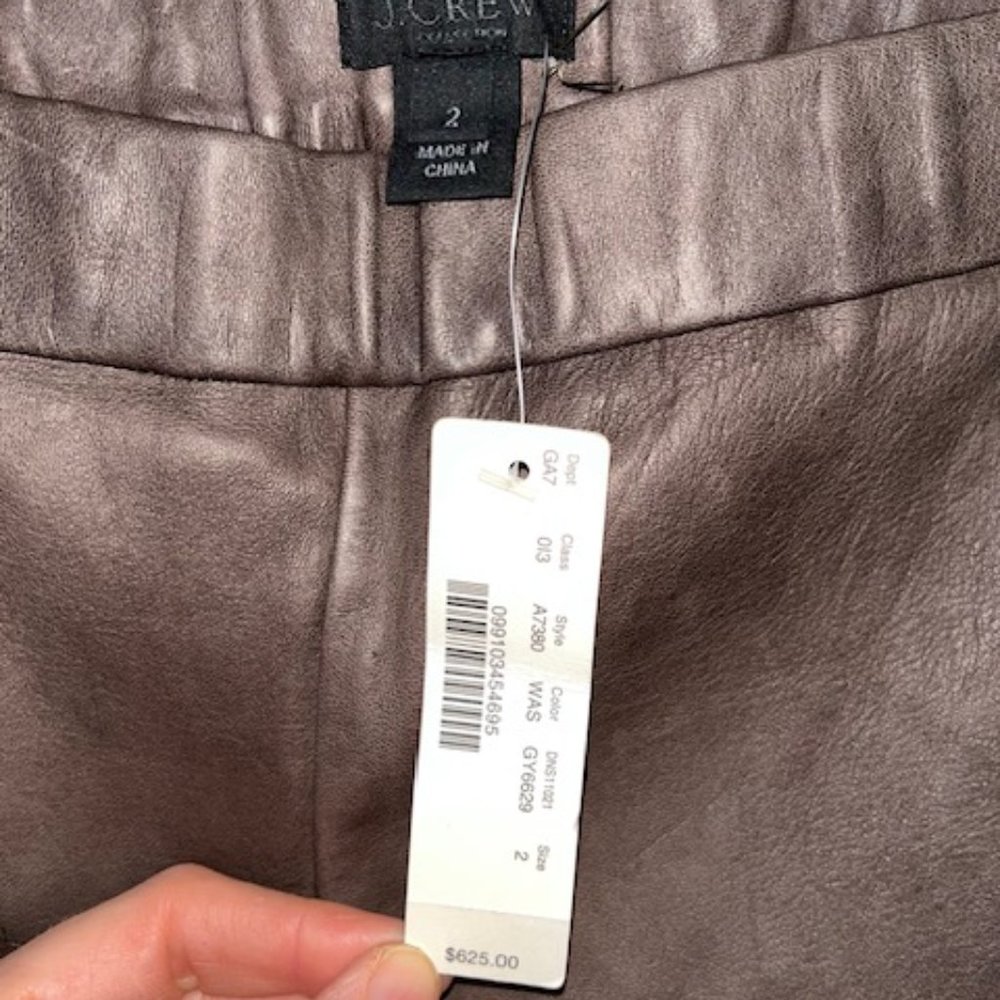 J Crew Leather Pants size 2 NWT Brown/Bronze